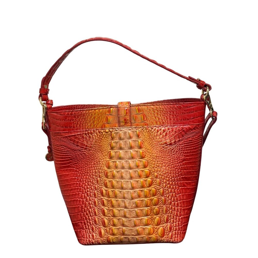 Brahmin Embossed Croc Shoulder Bag In Red Orange Gradient - Picture 2 of 10